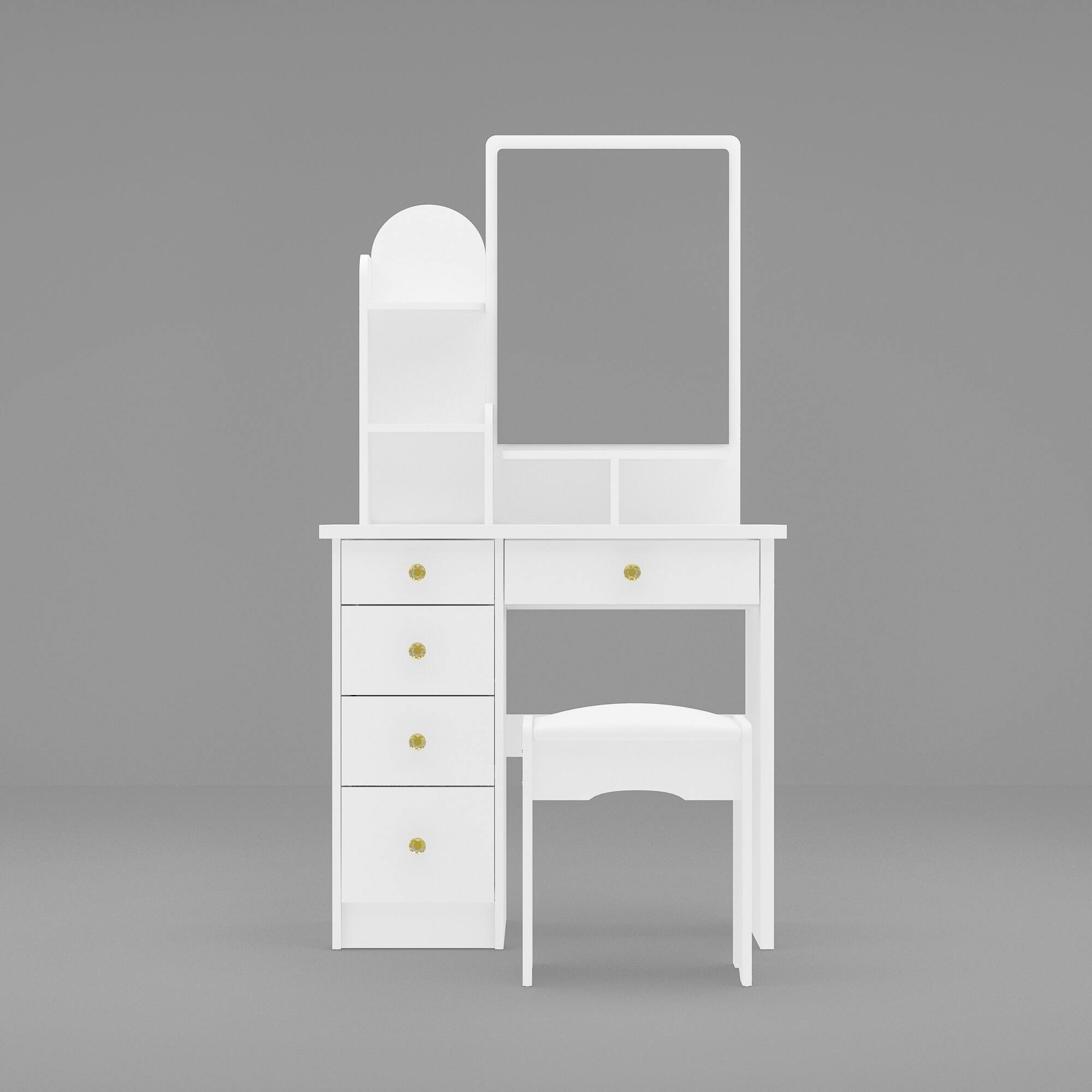 Famapy - Vanity Table with Stool: Organized Beauty Station for Your Daily Routine - White price history on PriceWatchPro