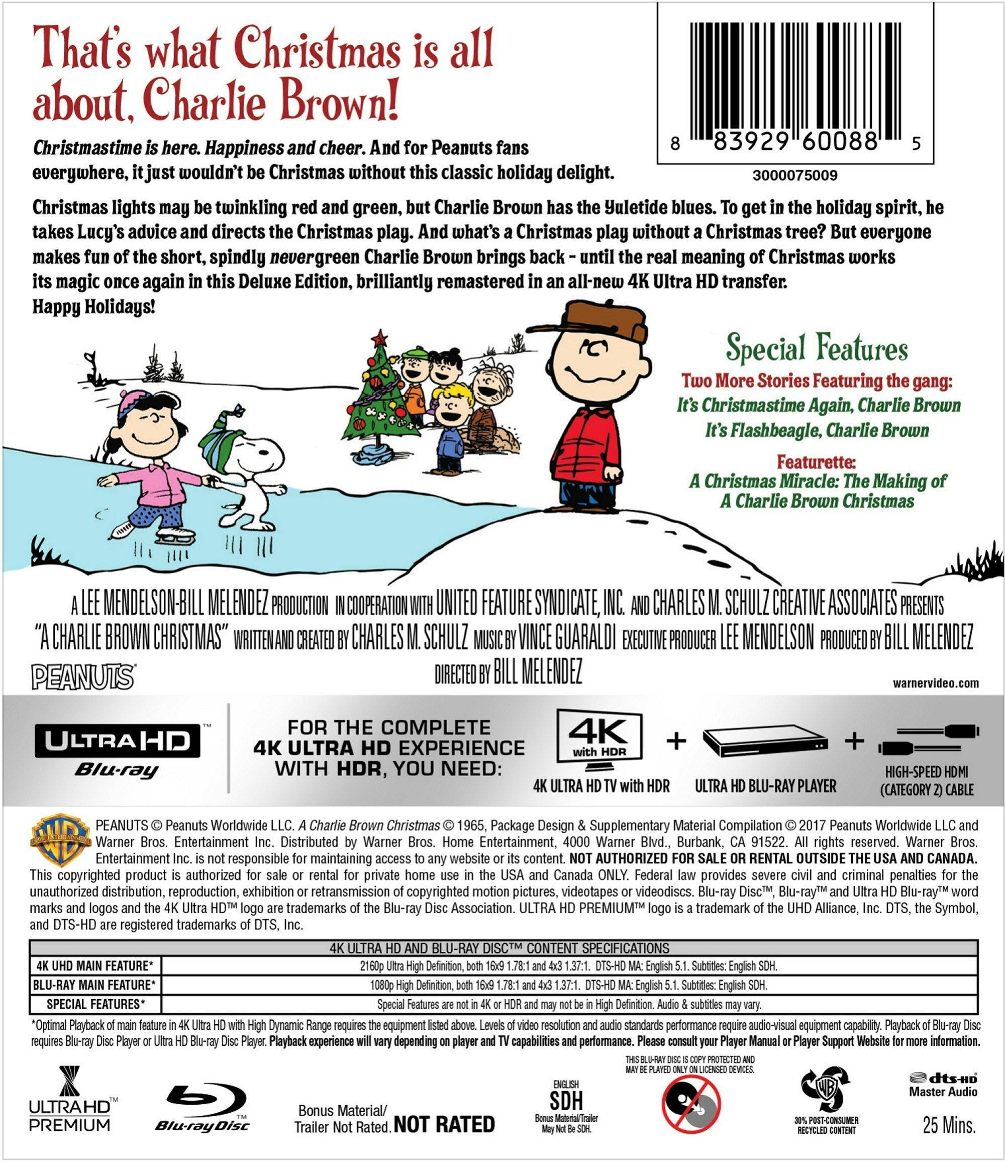 Back. A Charlie Brown Christmas   - 4K Blu-Ray.