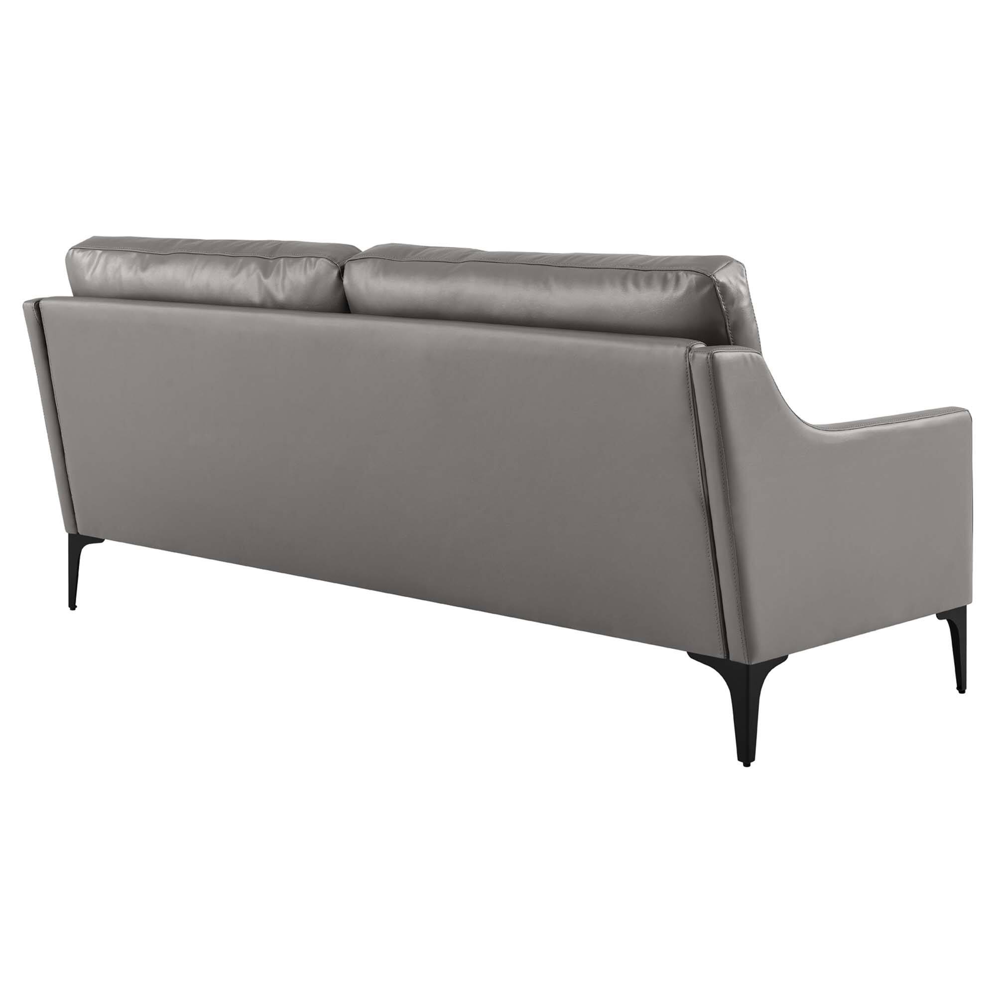 Back. Modway - Corland Leather Sofa by Modway - Gray.
