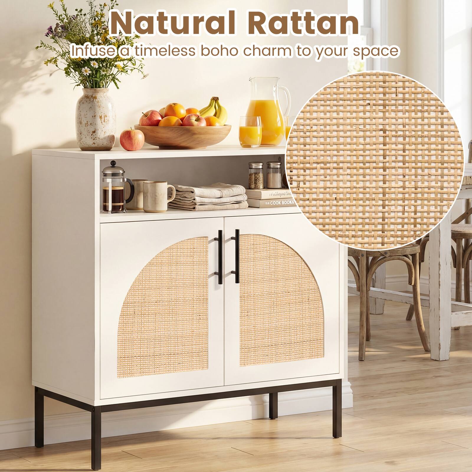 Natural Rattan  
Infuse a timeless boho charm to your space