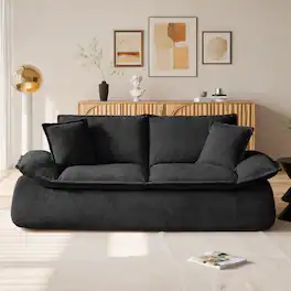 Meqiodas - Boneless Loveseat, 2-Seater Boneless Sofa with Removable Cushions & 2 Pillows, Small Couch for Living Room, Apartments - Black