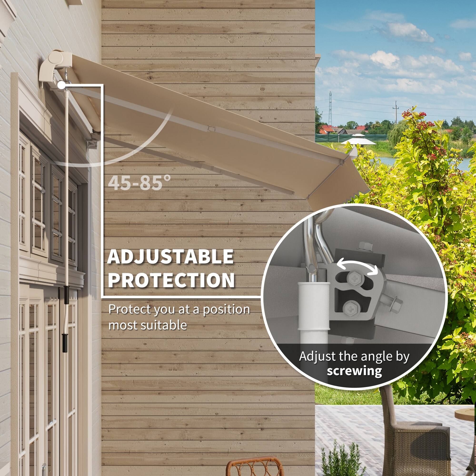 45-85° ADJUSTABLE PROTECTION
Protect you at a position most suitable
Adjust the angle by screwing