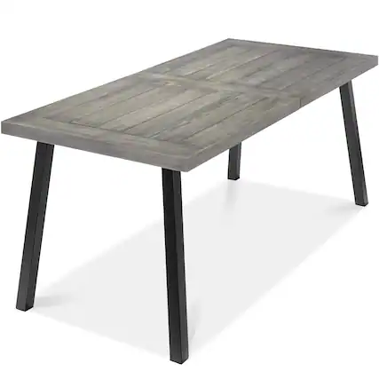 Front. Best Choice Products - Best Choice Products 6-Person Indoor Outdoor Patio Rustic Acacia Wood Picnic Dining Table w/ Metal Legs - Weathered Gray - Weathered Gray.