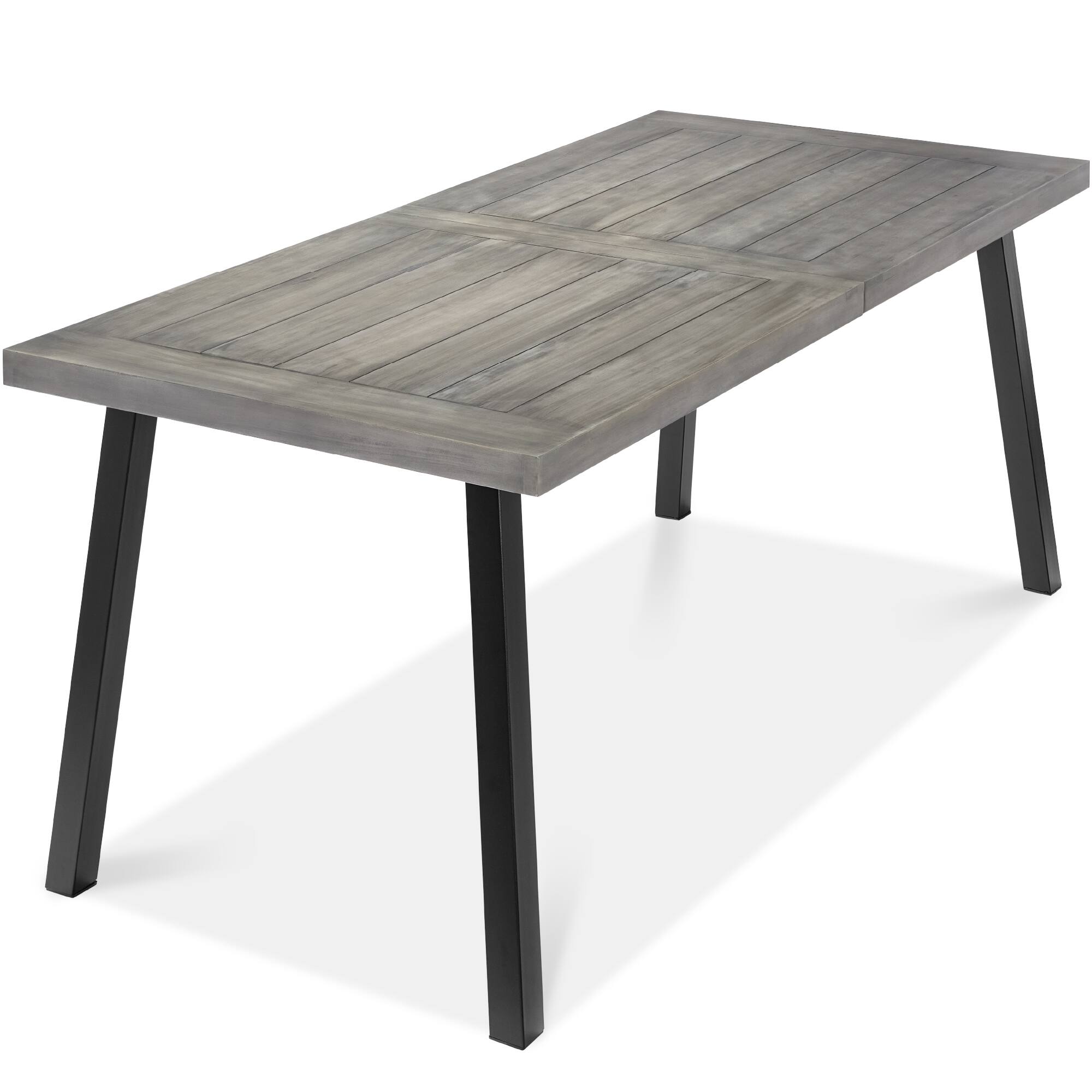 Front. Best Choice Products - Best Choice Products 6-Person Indoor Outdoor Patio Rustic Acacia Wood Picnic Dining Table w/ Metal Legs - Weathered Gray - Weathered Gray.
