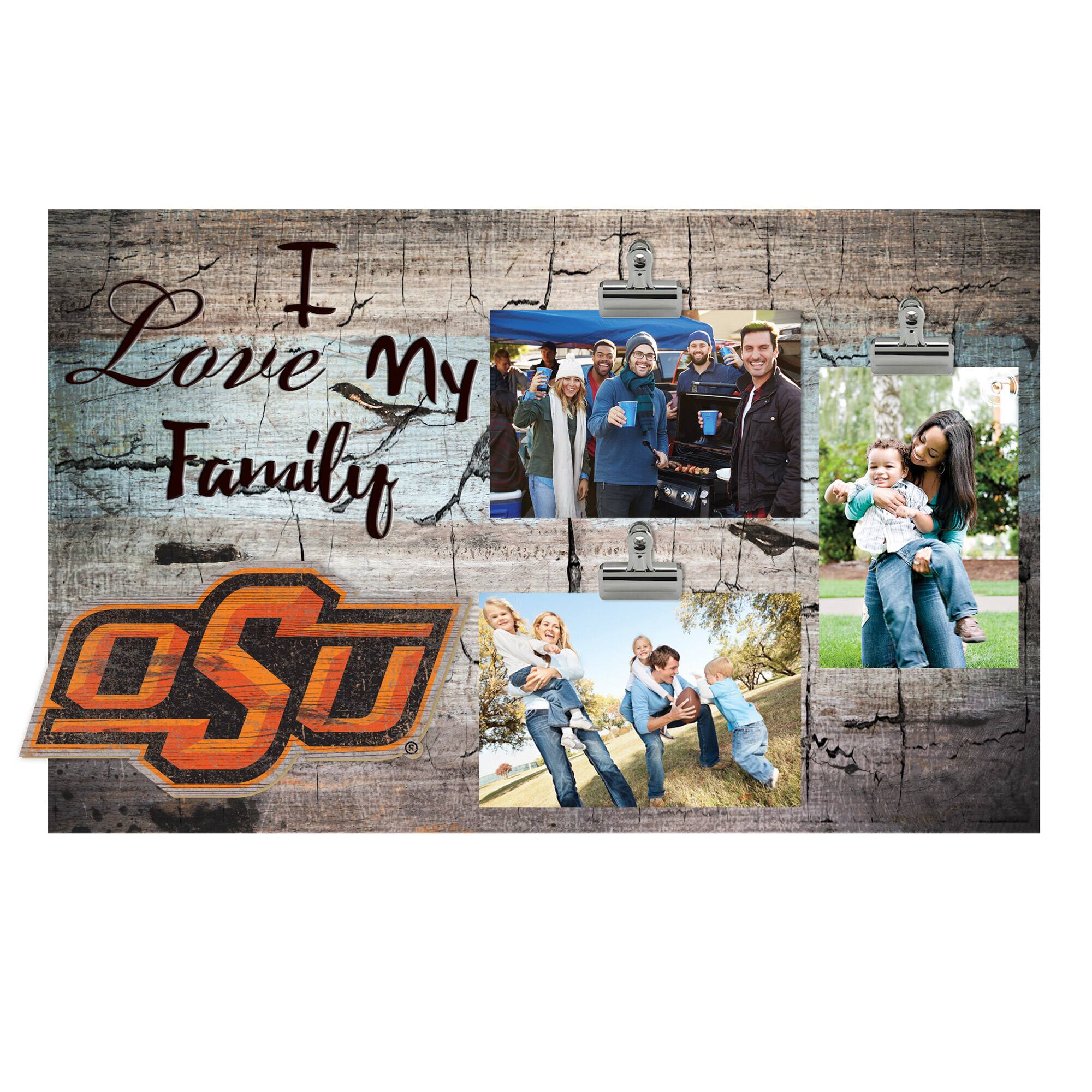 Oklahoma State Cowboys 11" x 19" I Love My Family Clip Photo Frame