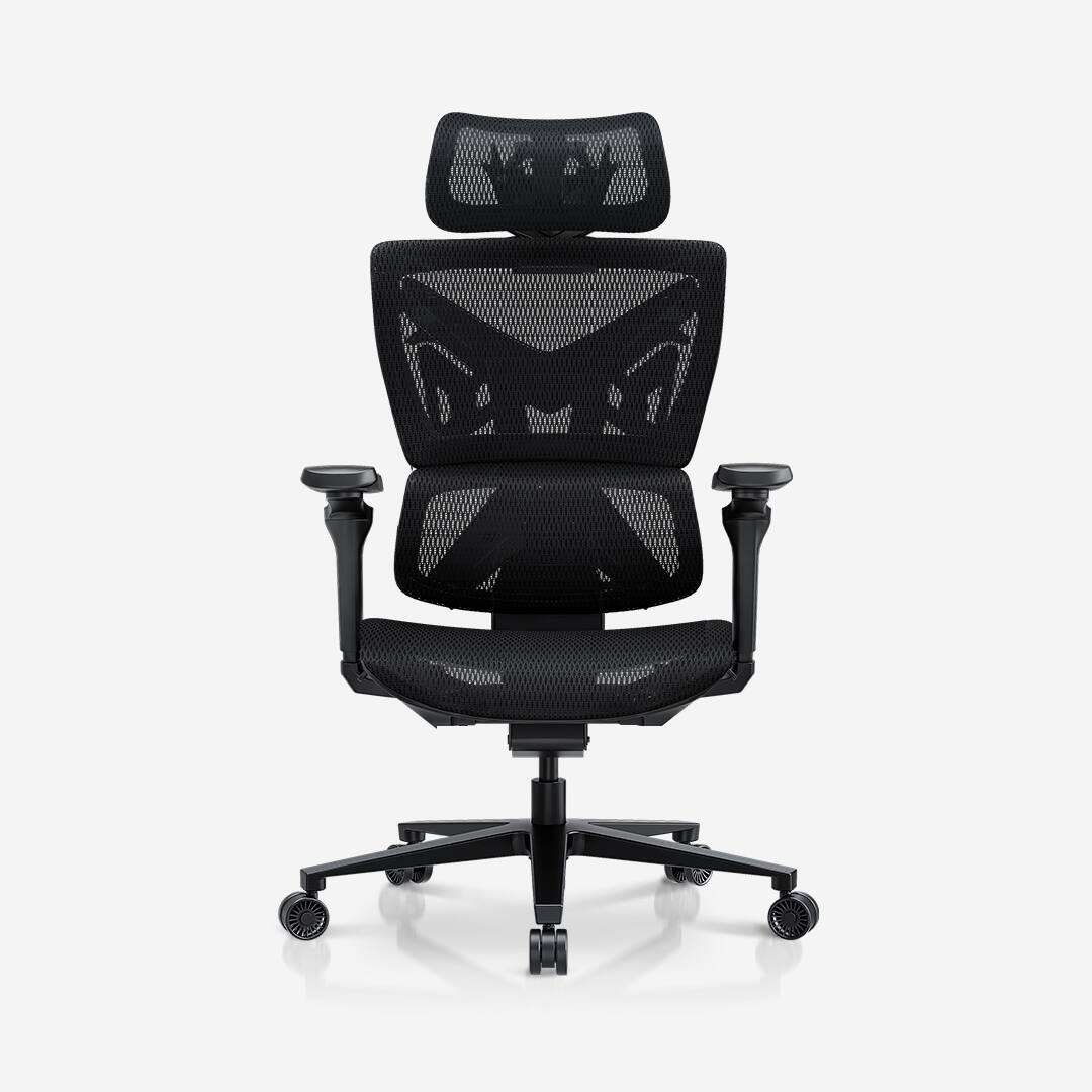Front. AndaSeat - X-Air Pro Mesh Office Gaming Chair with Dynamic Lumbar Support, 3D Headrest, 5D Armrests & Adjustable Recline - Space Black.