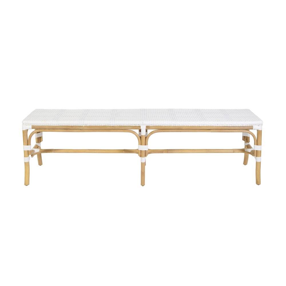 Back. Butler Specialty - Laguna 66.5 in. W Rectangular Rattan Backless Accent Bench - Smooth White.