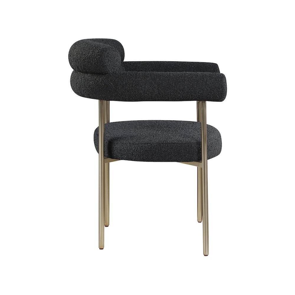 Alt View 3. Meridian Furniture - Blake Black Boucle Fabric Dining Chair, Set of 2 - Black.