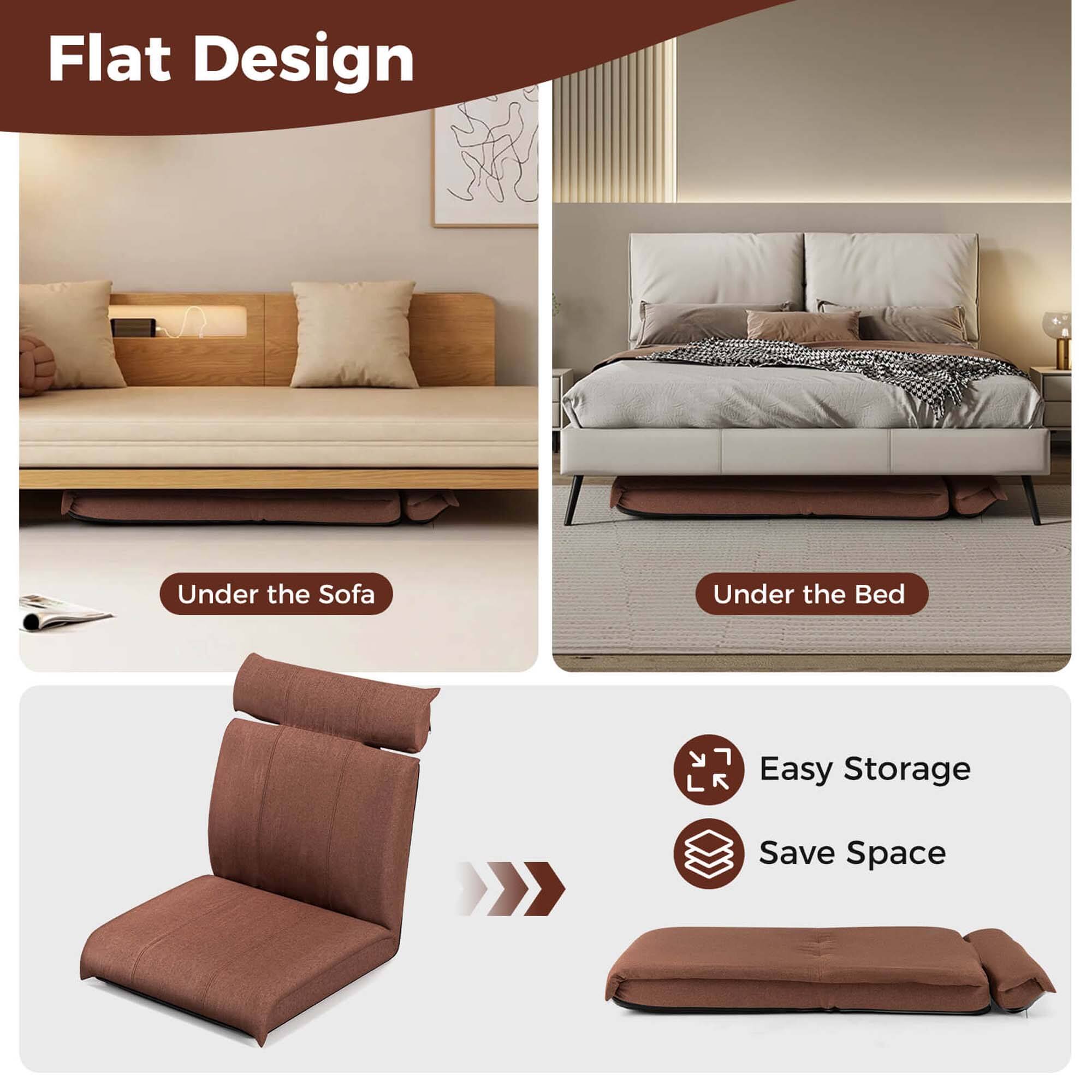 Flat Design

Under the Sofa

Under the Bed

Easy Storage

Save Space