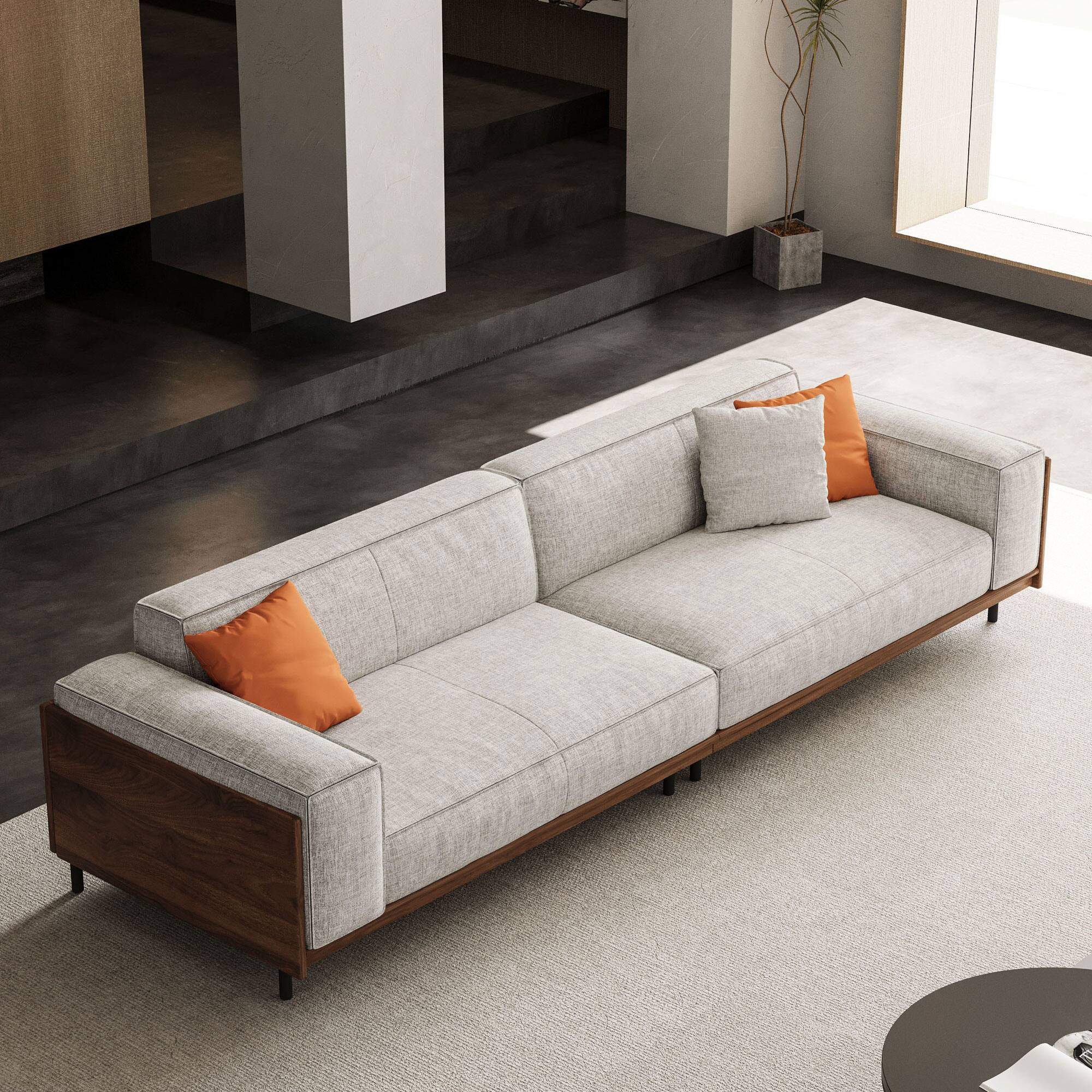 Alt View 7. luck idea - 111.81" Cotton-Linen Sofa with Cushions and Washable Seat Covers Couch - Gray.