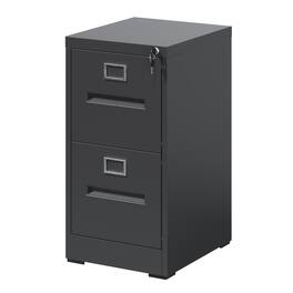 Mirfee - 2-Drawer File Cabinet with Lock, for A4/Legal/Letter Files - Black