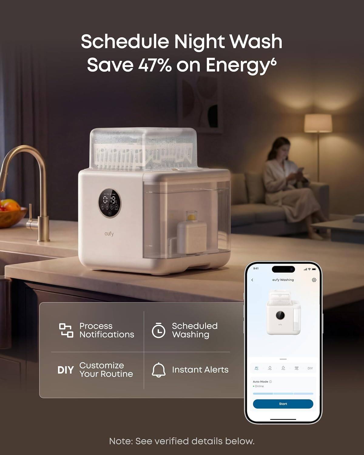 Schedule Night Wash Save 47% on Energy!  
- Yufy Washing  
- Process Notifications  
- Scheduled Washing  
- Customize Your Routine  
- Instant Alerts  
- DIY  
- Note: See verified details below.