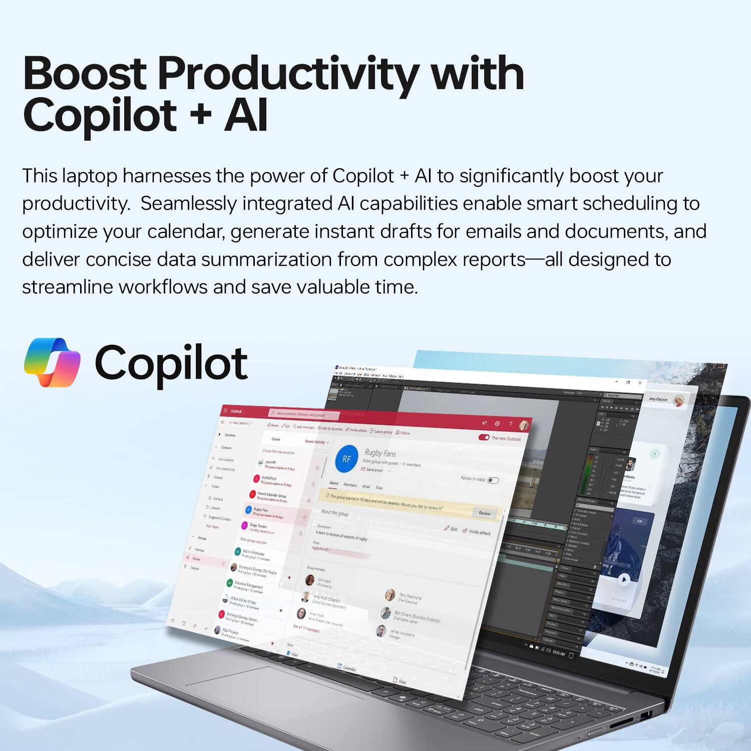 Boost Productivity with Copilot + AI

This laptop harnesses the power of Copilot + AI to significantly boost your productivity. Seamlessly integrated AI capabilities enable smart scheduling to optimize your calendar, generate instant drafts for emails and documents, and deliver concise data summarization from complex reports—all designed to streamline workflows and save valuable time.

Copilot