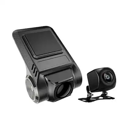 Front. Cluzine - USB Dash Cam for Android Car Stereo, 1080P Front & Rear, ADAS, Starlight Night Vision, Plug and Play.