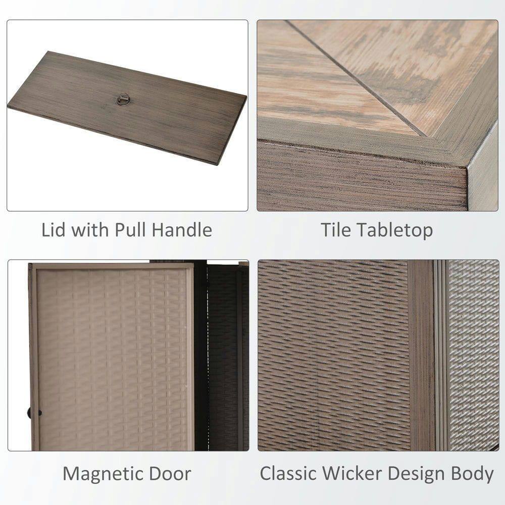 Lid with Pull Handle  
Tile Tabletop  
Magnetic Door  
Classic Wicker Design Body