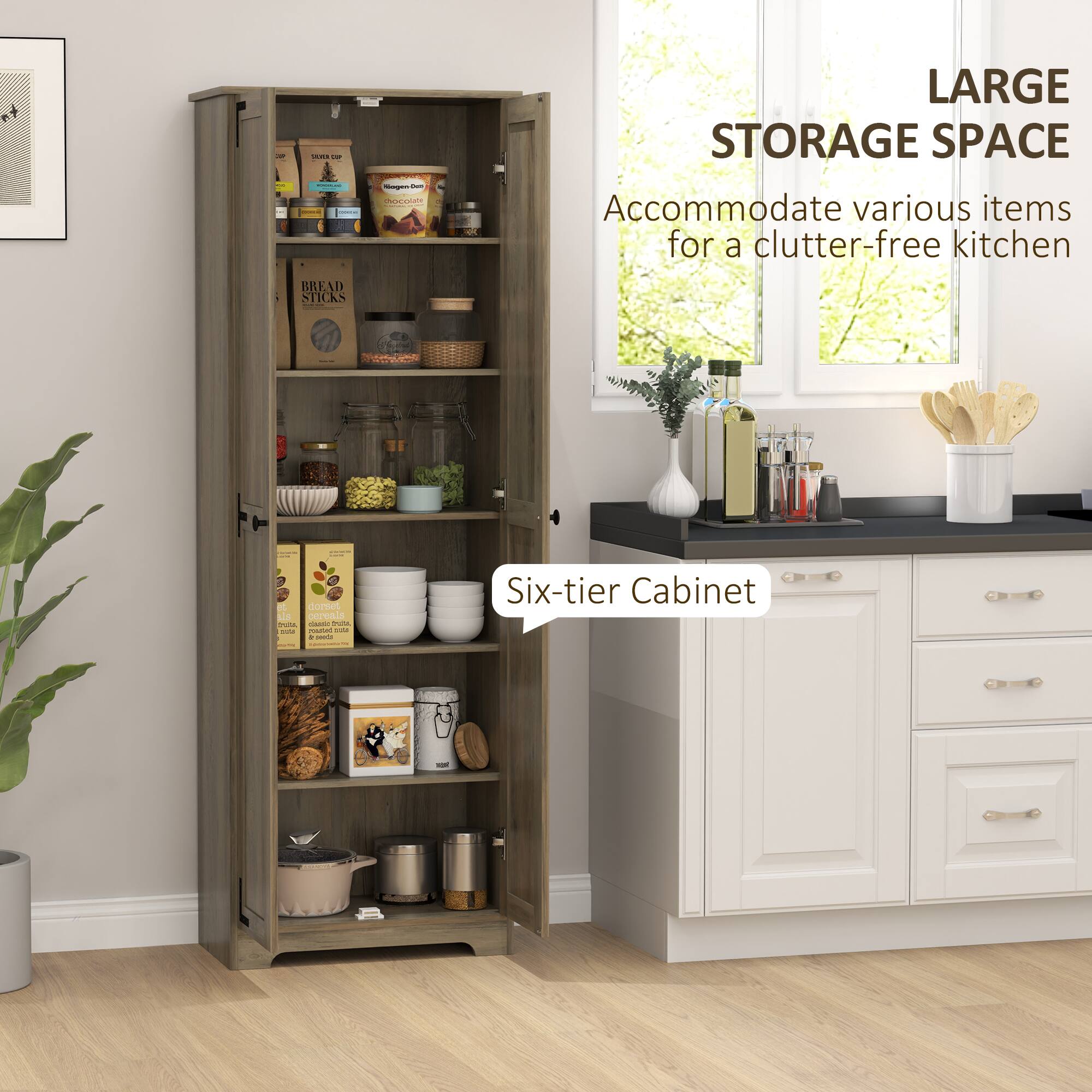 2013  
LARGE STORAGE SPACE  
-  
Nagen-De chocolate  
Accommodate various items for a clutter-free kitchen  
BREAD STICKS  
Six-tier Cabinet