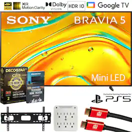 Sony - 98" Class BRAVIA 5 Mini LED 4K HDR Google TV (2025) Bundle with 26 Month Extended Protectio Plan w/ Wall Mount Kit