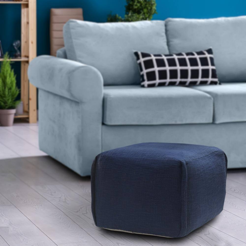 Left. Hivvago - Hivvago 18 Inch Cotton Patchwork Pouf Ottoman - Blue.