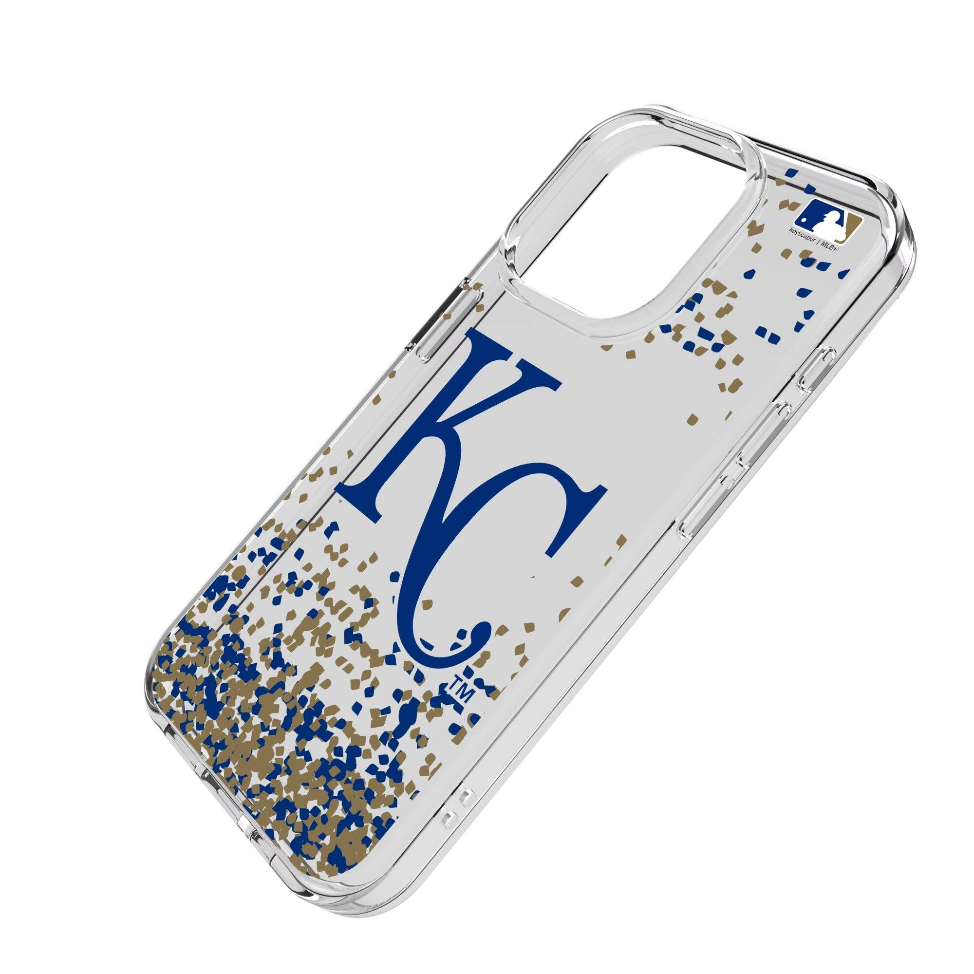 Alt View 1. Keyscaper - Kansas City Royals iPhone Confetti Design Clear Case - 14 Pro Max - Multicolor.