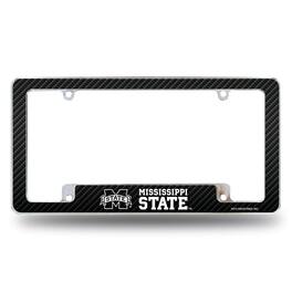Rico Industries - Mississippi State Bulldogs Chrome Metal License Plate Frame with Carbon Fiber Design - Multi