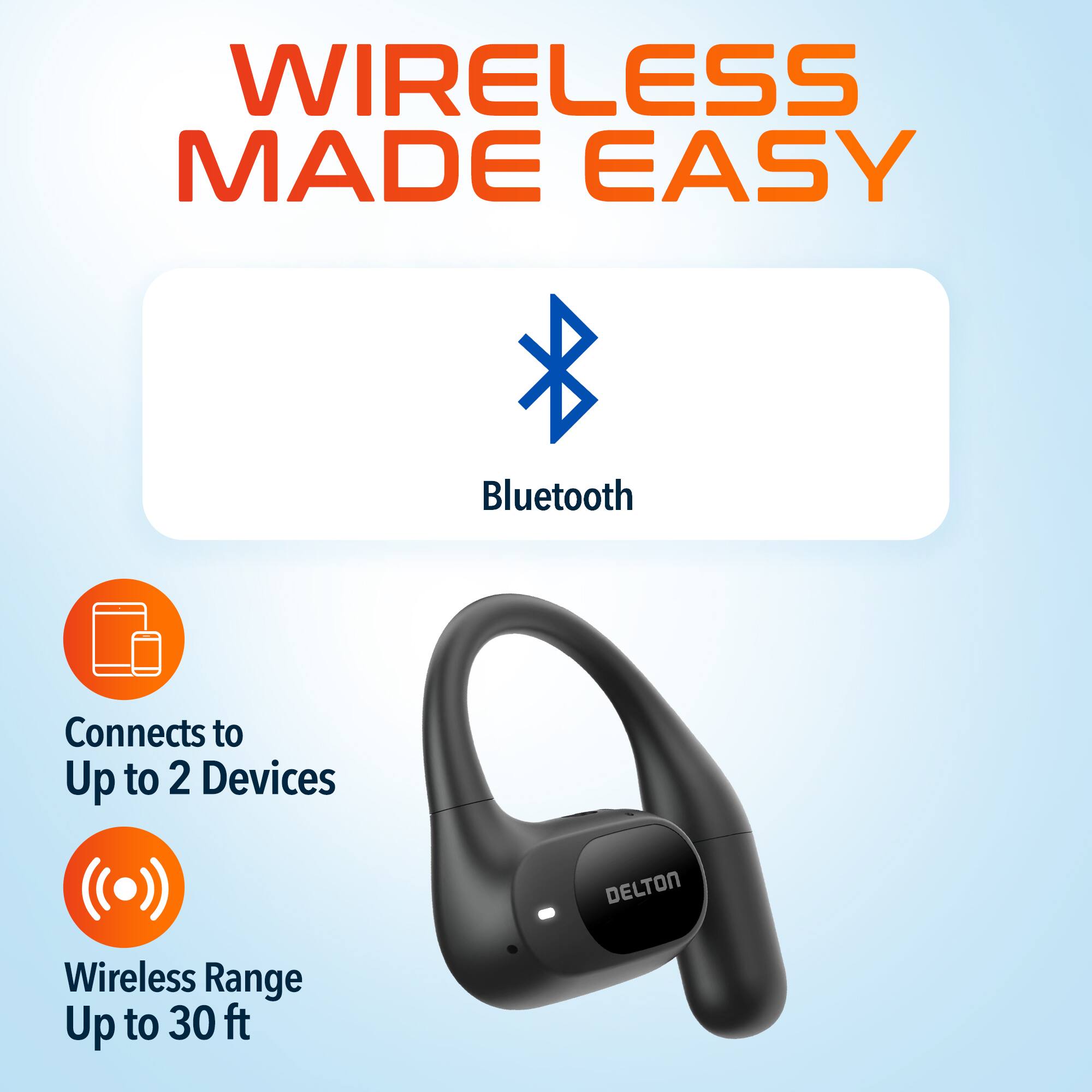 WIRELESS MADE EASY

Bluetooth

- Connects to Up to 2 Devices
- Wireless Range Up to 30 ft