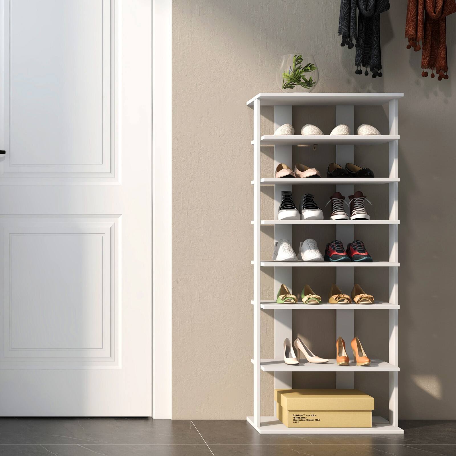 Alt View 9. Ecooso - Patented 7 Tiers Vertical Shoe Rack for Front Door - White.