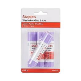 Staples - Washable Glue Sticks, 0.28 oz., 4/Pack - Purple