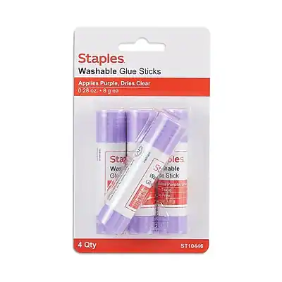 Staples Washable Glue Sticks
Applies Purple, Dries Clear
0.28 oz - 8 g ea
4 Qty
ST10446