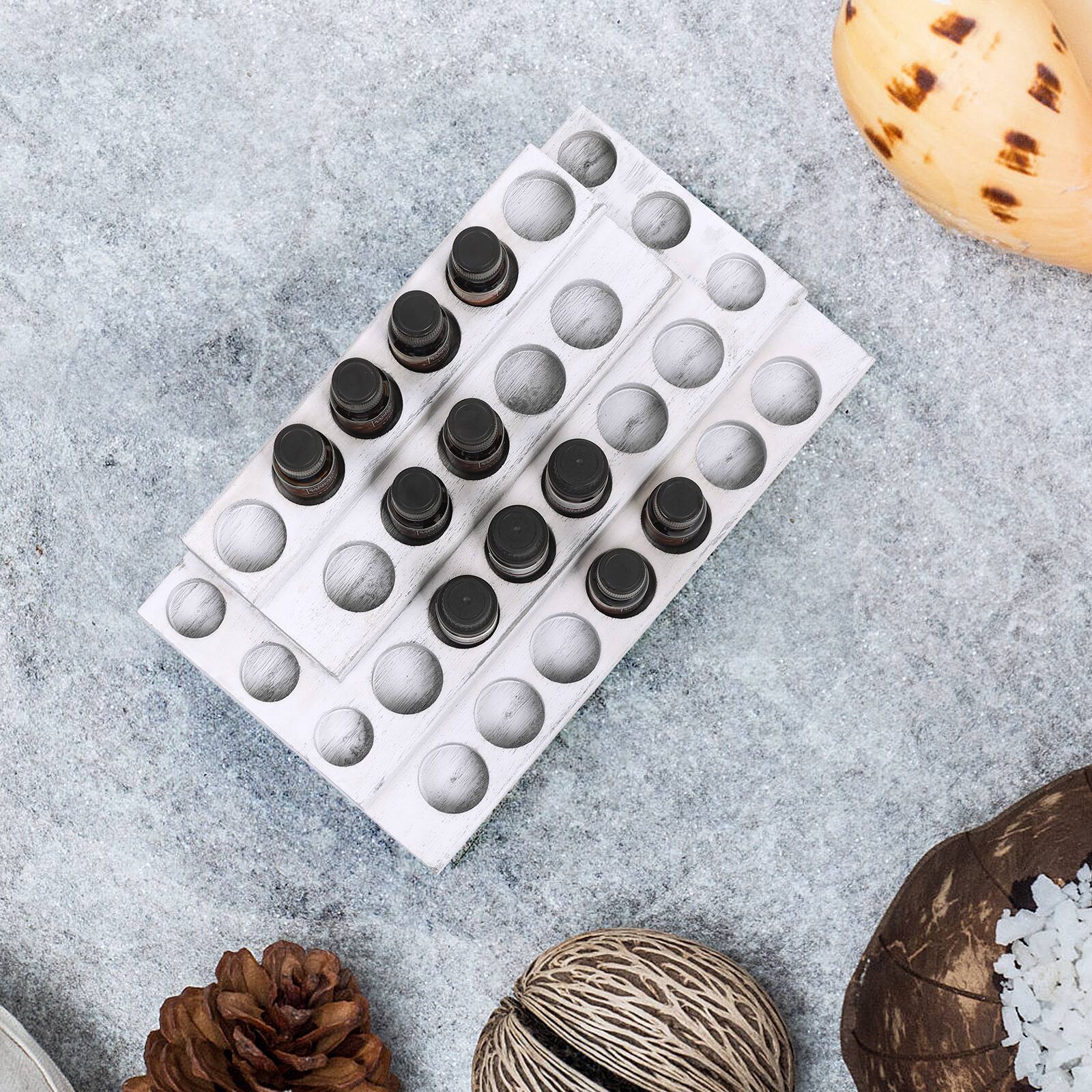Alt View 1. Oumilen - 4-Tier Essential Oil Rack – Whitewashed Wood Desktop Organizer, 30-Slot Display Stand.