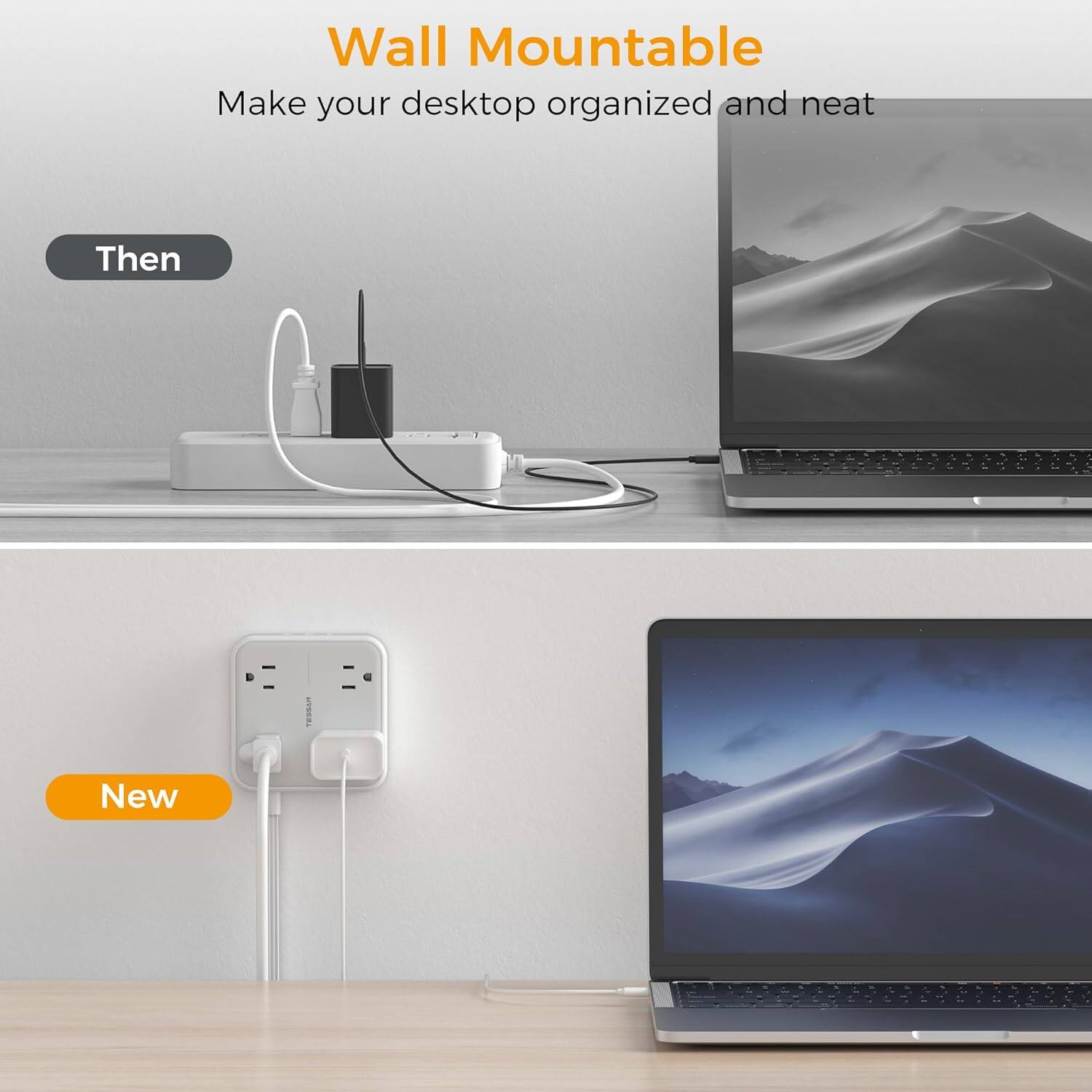 Wall Mountable  
Make your desktop organized and neat  

Then  

New