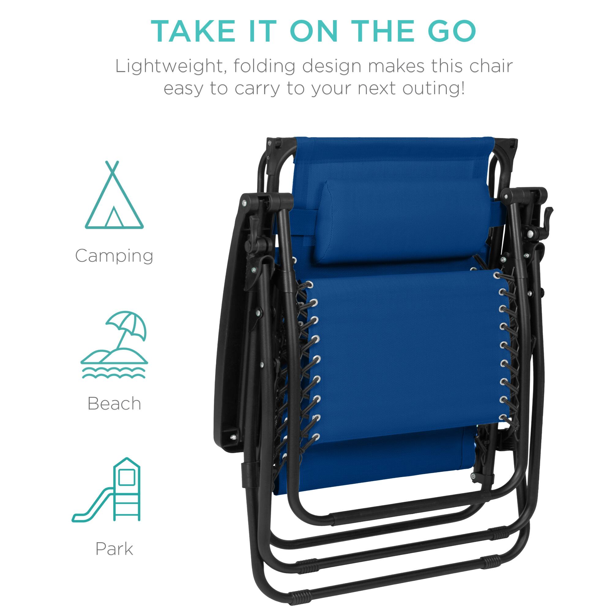 TAKE IT ON THE GO  
Lightweight, folding design makes this chair easy to carry to your next outing!  

Camping  
Beach  
Park