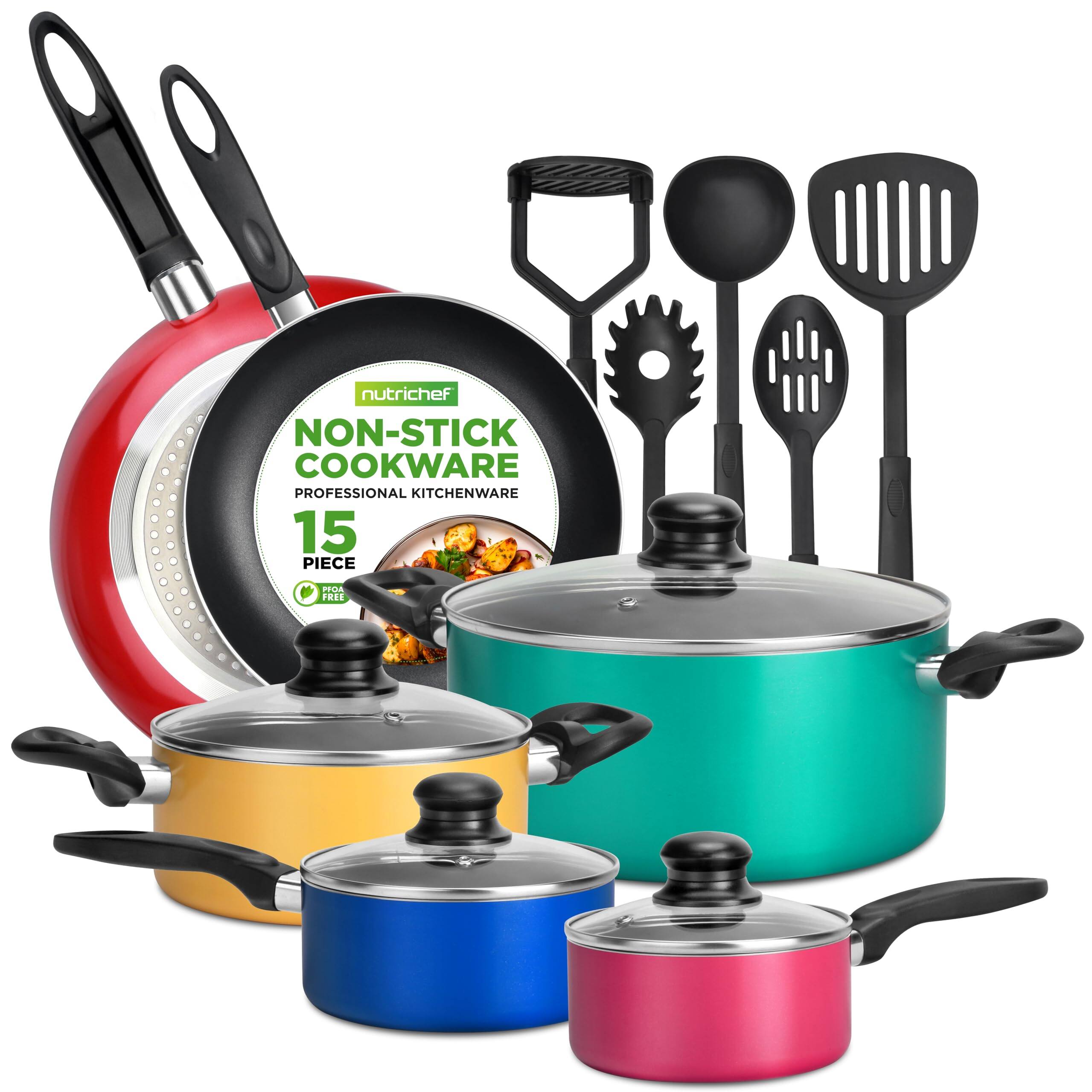 nutrichef NON-STICK COOKWARE PROFESSIONAL KITCHENWARE 15 PIECE