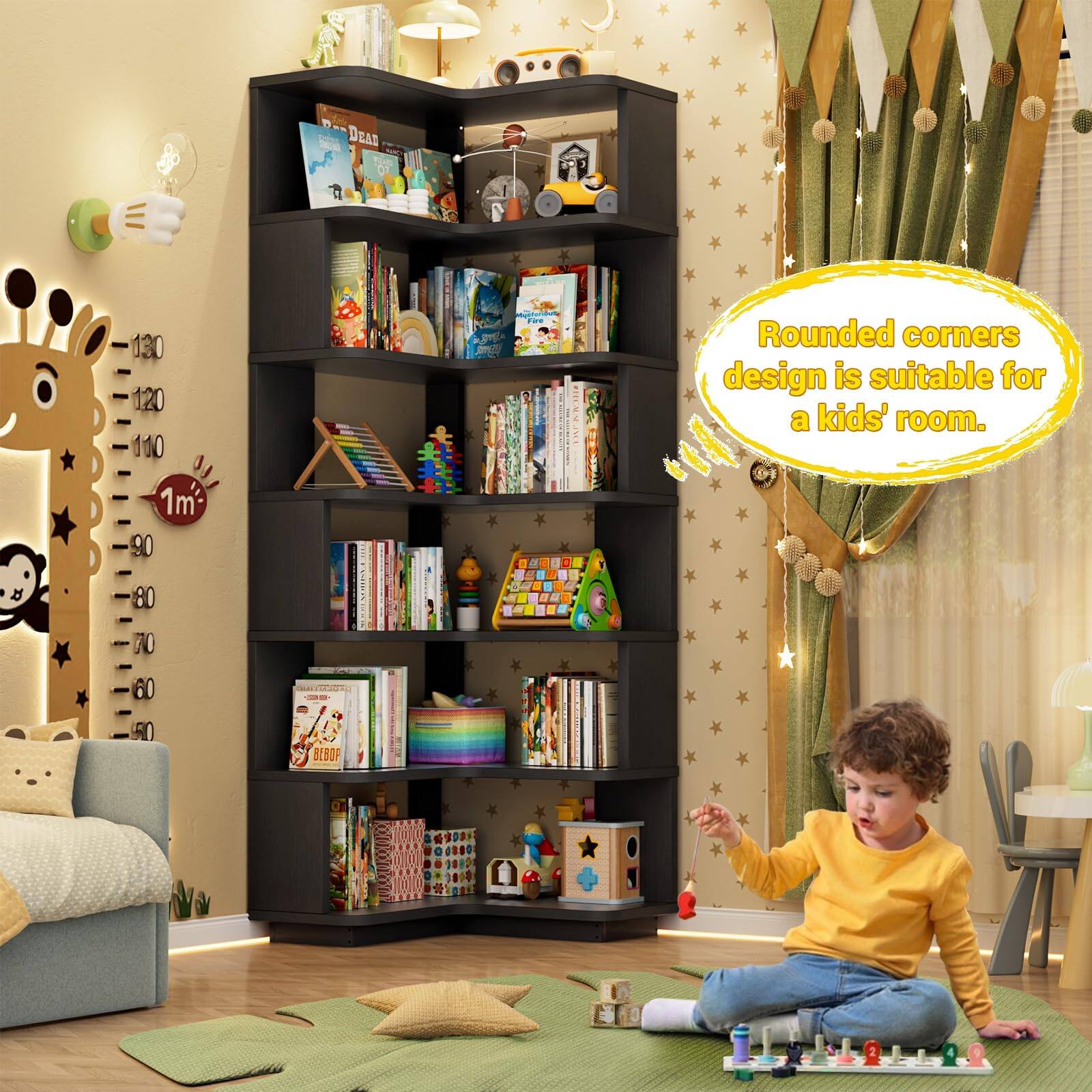 - DEAD TO 130 120 110 1m 90 80 88 50 60 70 VMEN I - SLBOF r - Rounded corners design is suitable for a kids' room.