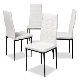 Baxton Studio - Set of 4 Armand Modern and Contemporary Faux Leather Upholstered Dining Chairs - White
