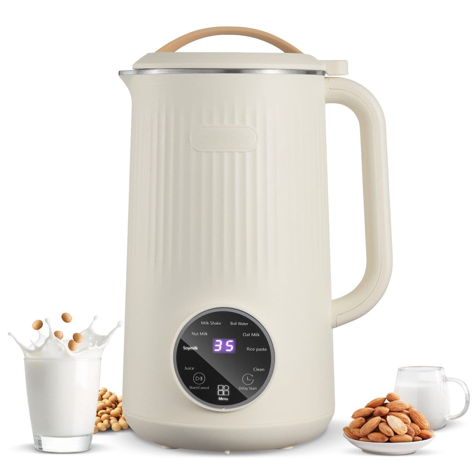 Mirfee - 8-in-1 Nut Milk Maker, 34oz 180W High-Speed Blending, for Plant-Based Milk, Juice, Milkshake, Auto Clean - Gray