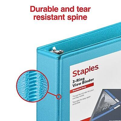 Durable and tear resistant spine

Staples 3-Ring Binder
View Binder
Standard Duty

The perfect binder for your everyday needs
Two tabs for easy open and close