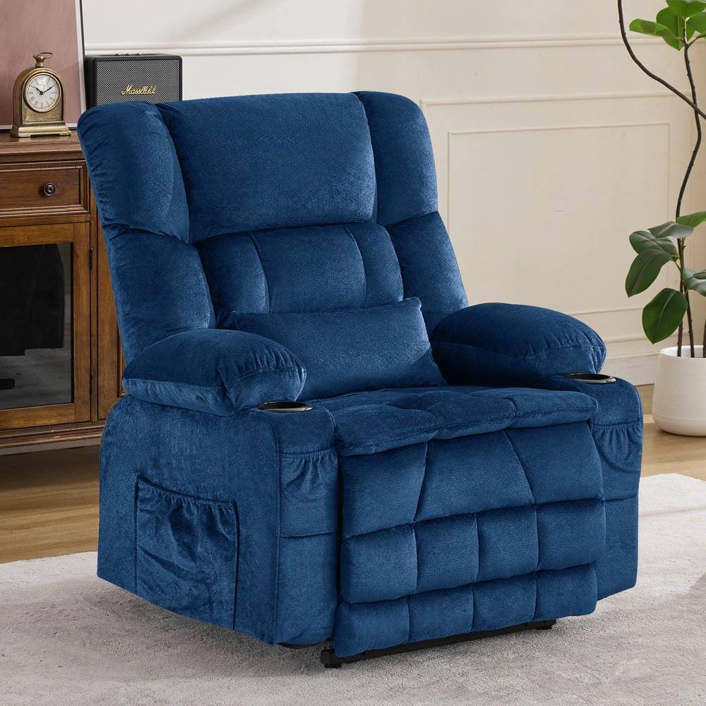 Alt View 6. Kadyn - Dual Motor Power Lift Recliner, Lay-Flat 180°, Kneading Massage & Heat, USB Ports - Blue.