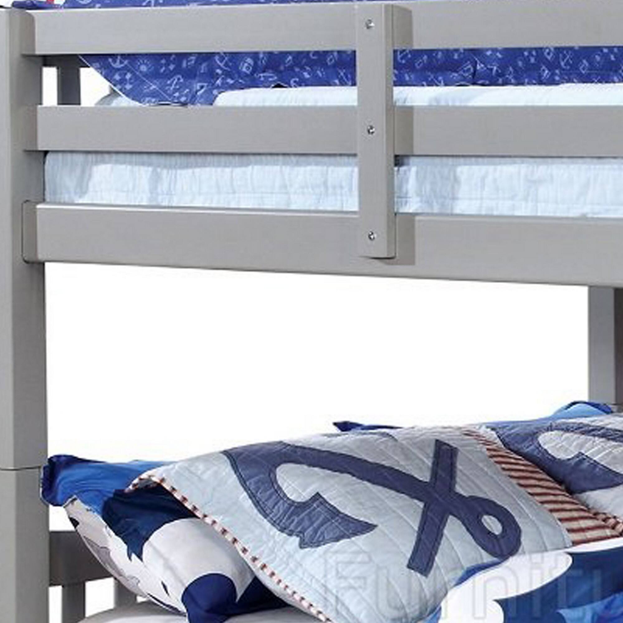 Alt View 2. Manhattan Lane - Slatted Full Over Full Bunk Bed with Attached Ladder, Gray - Gray.