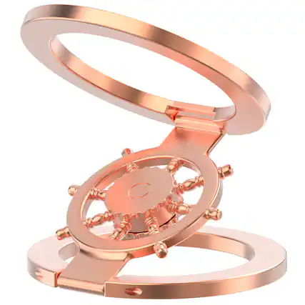 Front. UUCOVER - Magnetic Phone Kickstand Grip Ring Holder, Foldable Double-Sided Magnet Metal Stand Car Mount Compatible with MagSafe - Rosegold.