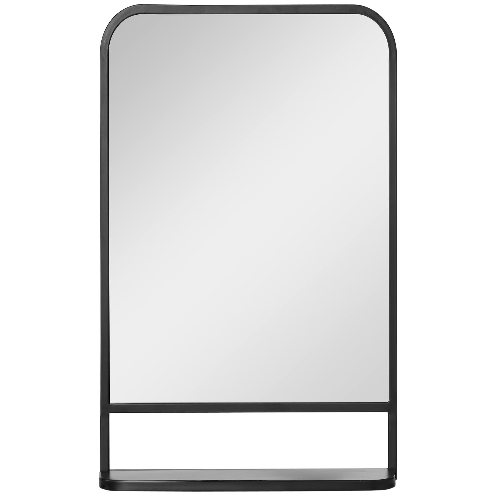 Front. Homcom - 34x21" Rectangle Wall Mirror w/Storage Shelf Modern Decor - Black.