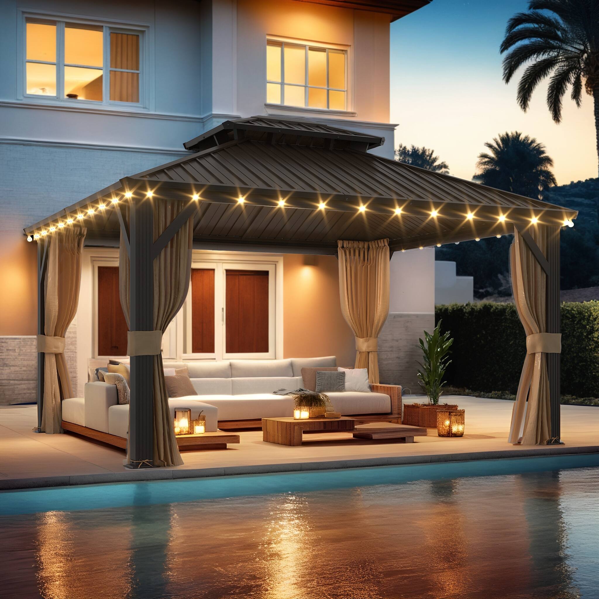 Left. U-HOMY - 12'x14' Hardtop Aluminum - Aluminum Finish.