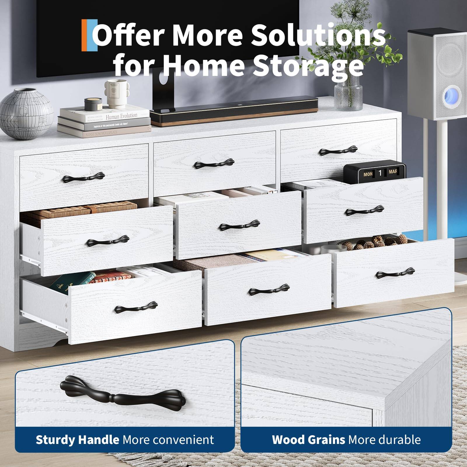 Offer More Solutions for Home Storage

- Sturdy Handle More convenient
- Wood Grains More durable