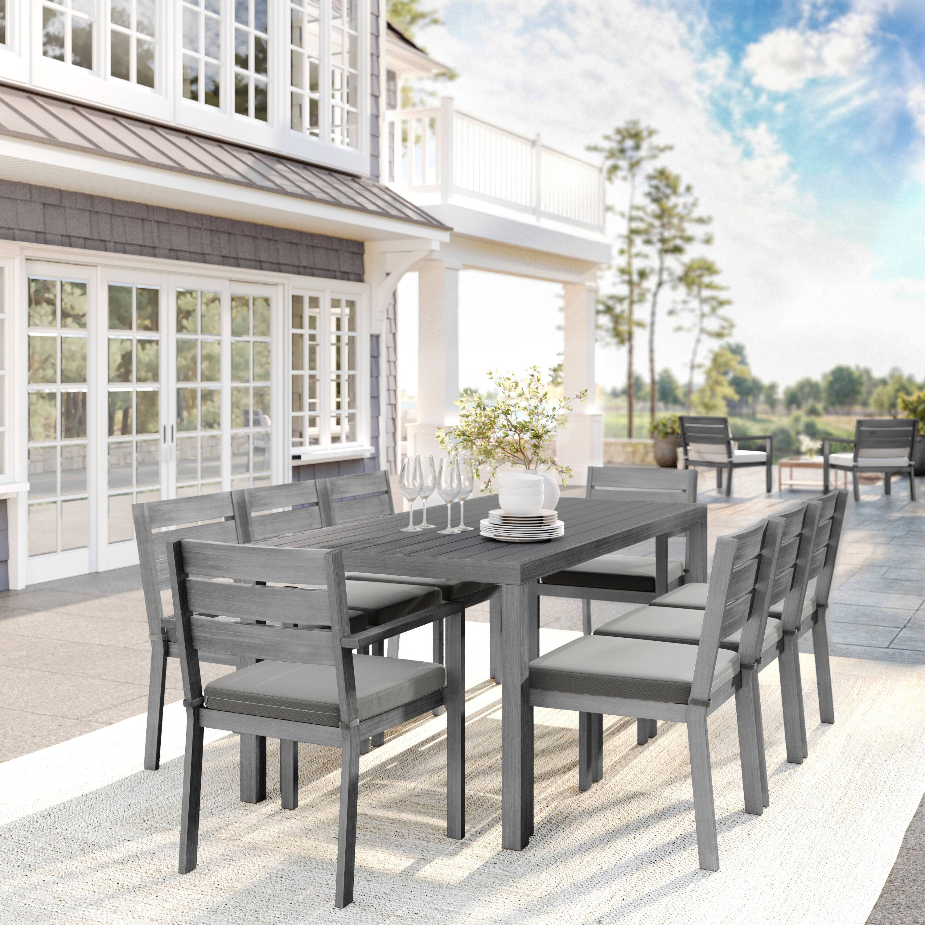 Alt View 5. Martha Stewart - Bedford 2PK All-Weather Stacking Patio Dining Armchairs with Seat Cushions - Gray.