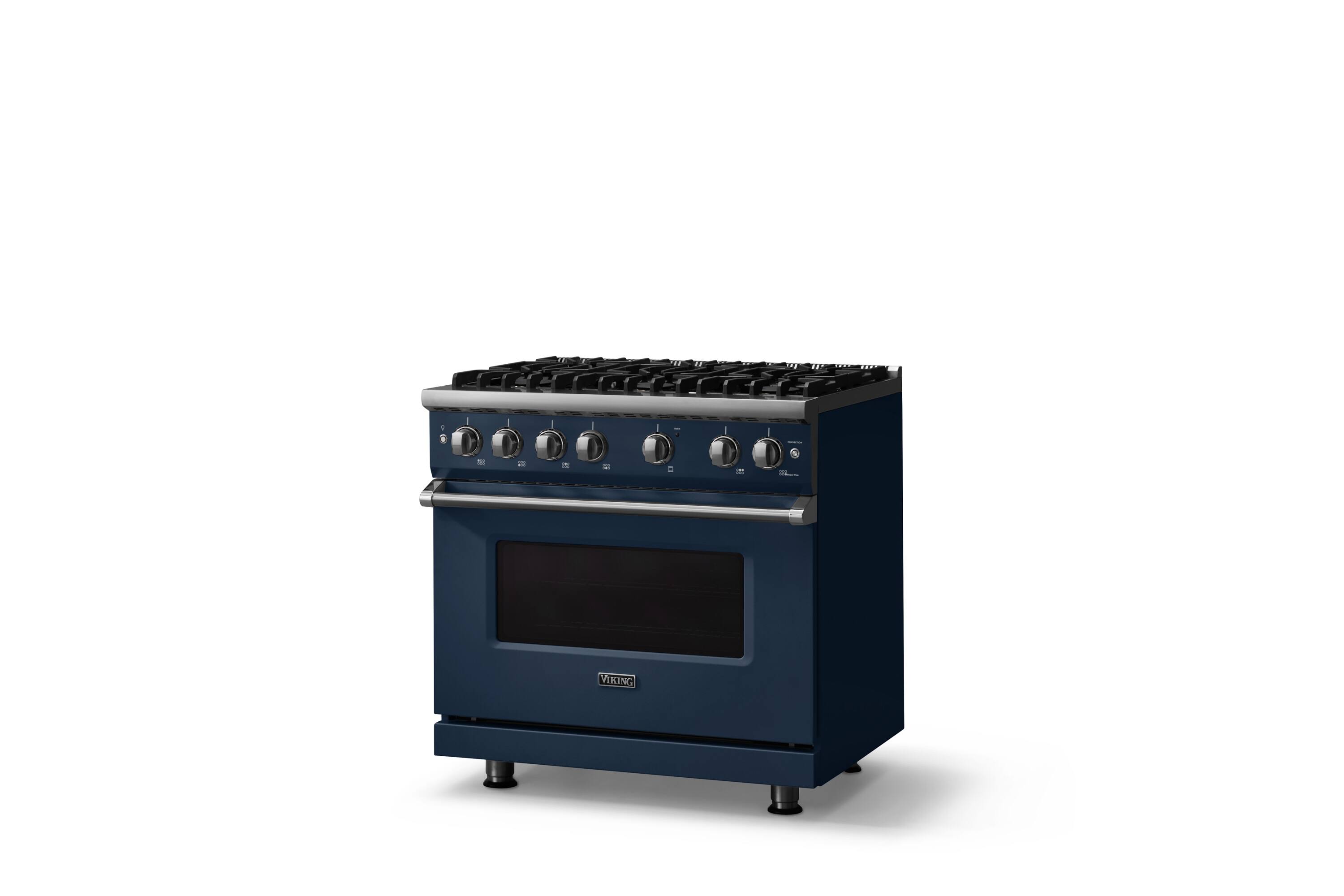 Angle. Viking - Pro 5 Series 5.1 Cu. Ft. Freestanding Sealed 6 Burner Gas Convection Range - Slate Blue - Slate Blue.