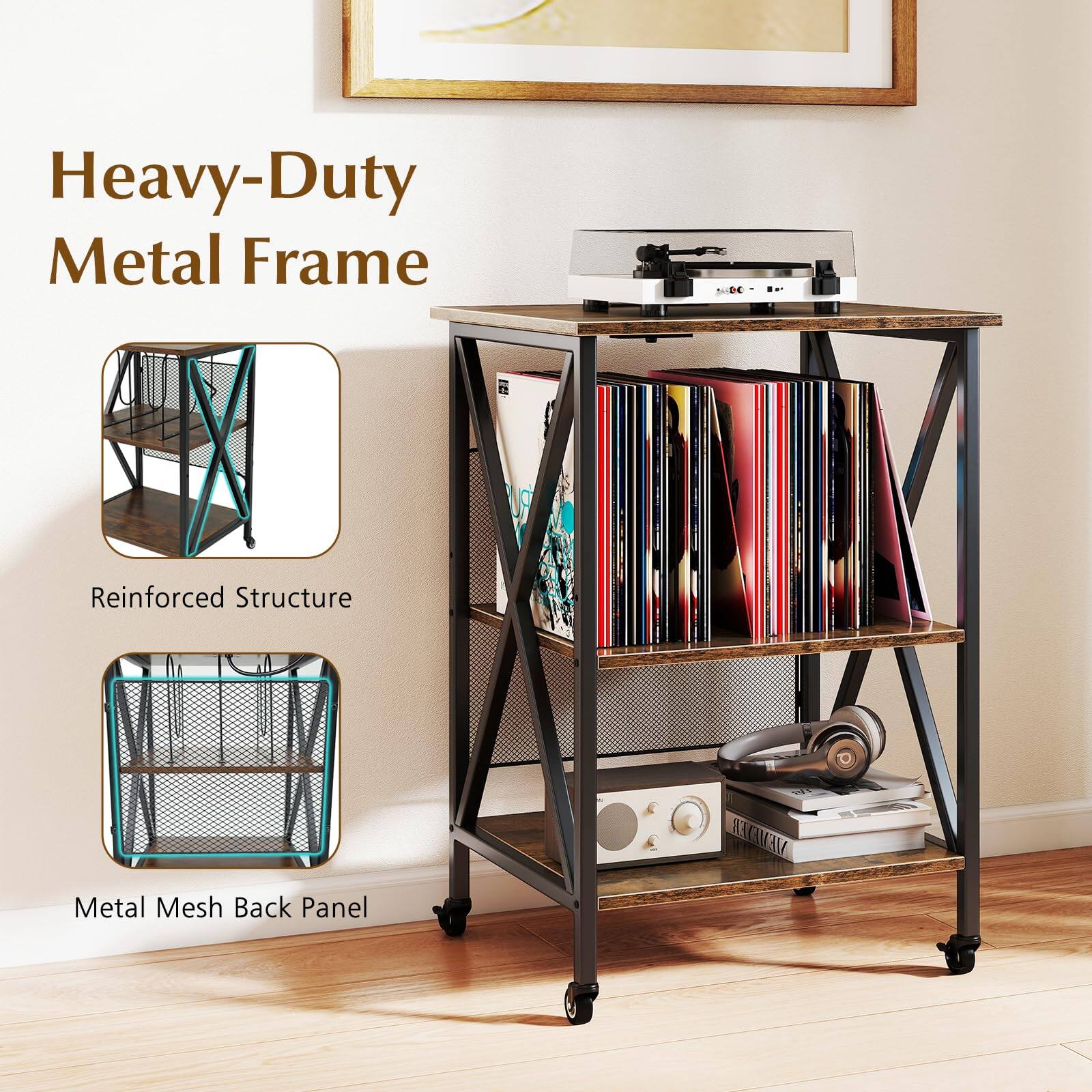 Heavy-Duty Metal Frame  
Reinforced Structure  
Metal Mesh Back Panel