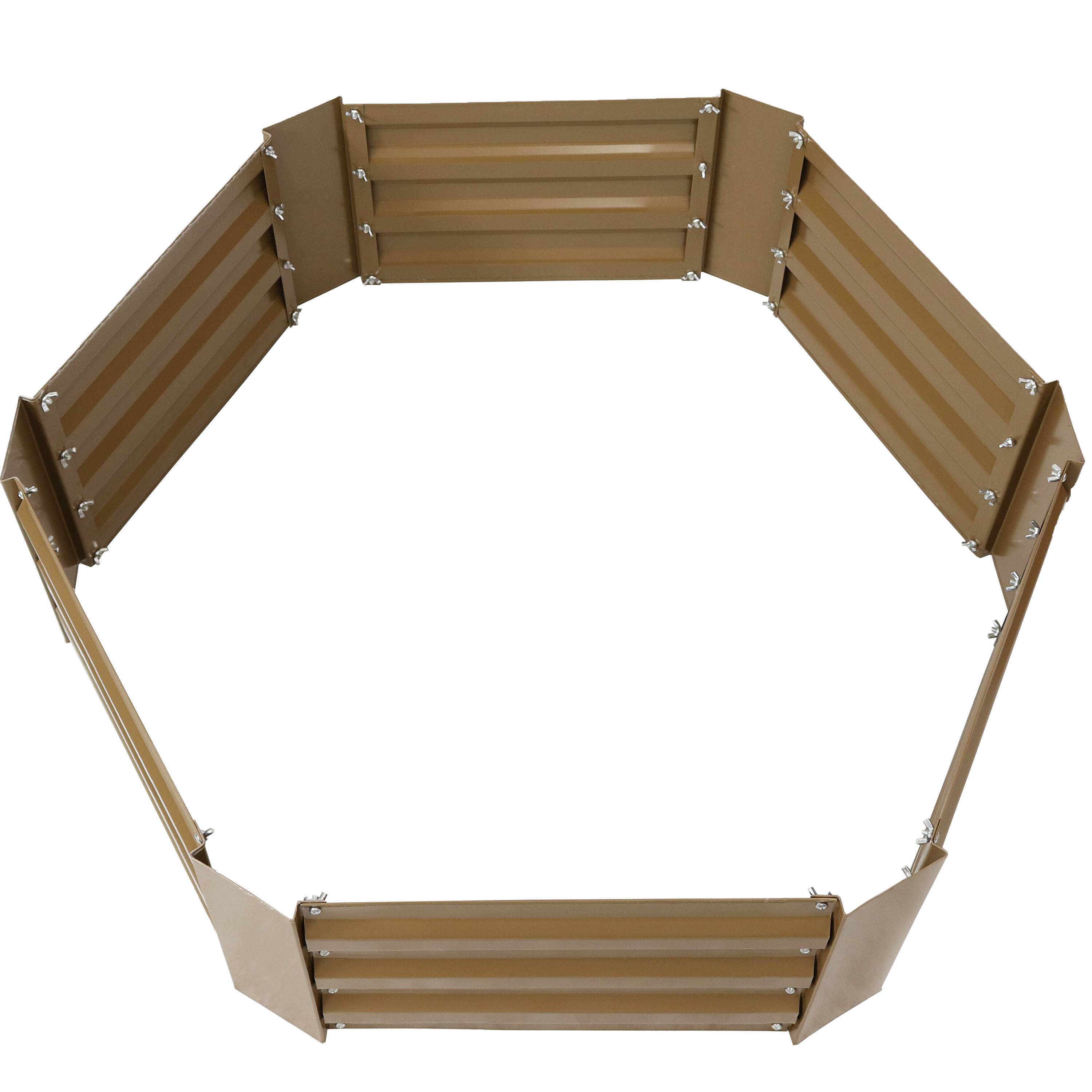 Alt View 8. Sunnydaze - Galvanized Steel Hexagon Raised Garden Bed - 40 in - Brown.