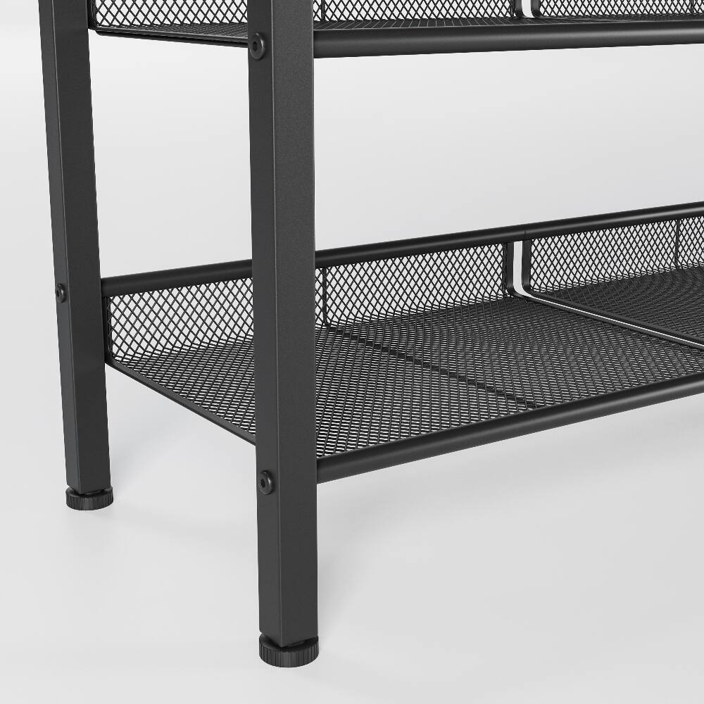Alt View 6. Loheer - Loheer industrial shoe rack, country brown shoe organizer, 5-layer shoe rack with wooden top, 30x11.5x37 in - Country Brown.