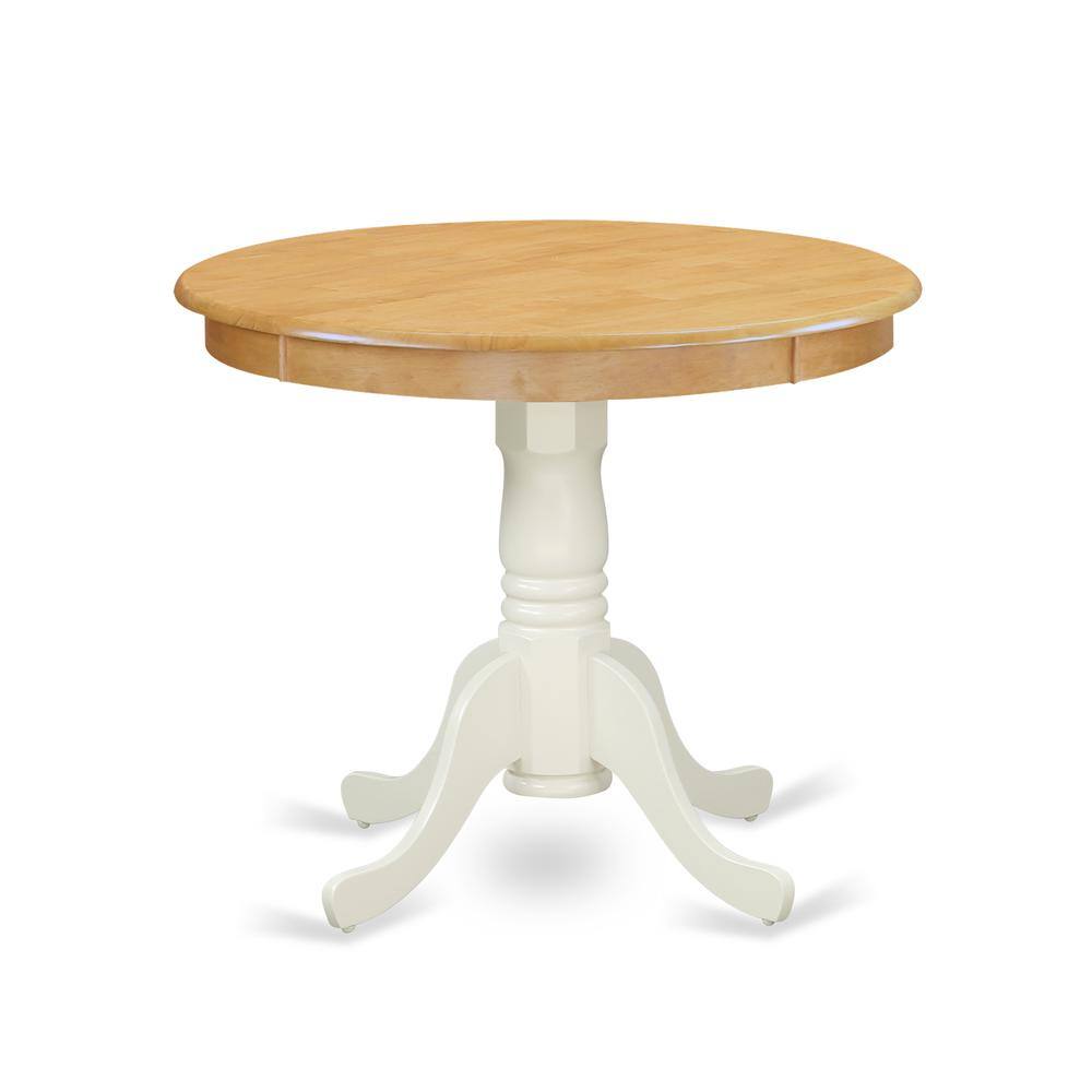 Left. East West Furniture - East West Furniture ANT-OLW-TP Antique Kitchen Dining Round Wooden Table with Pedestal Base, Oak & Linen White - Oak & Linen White.