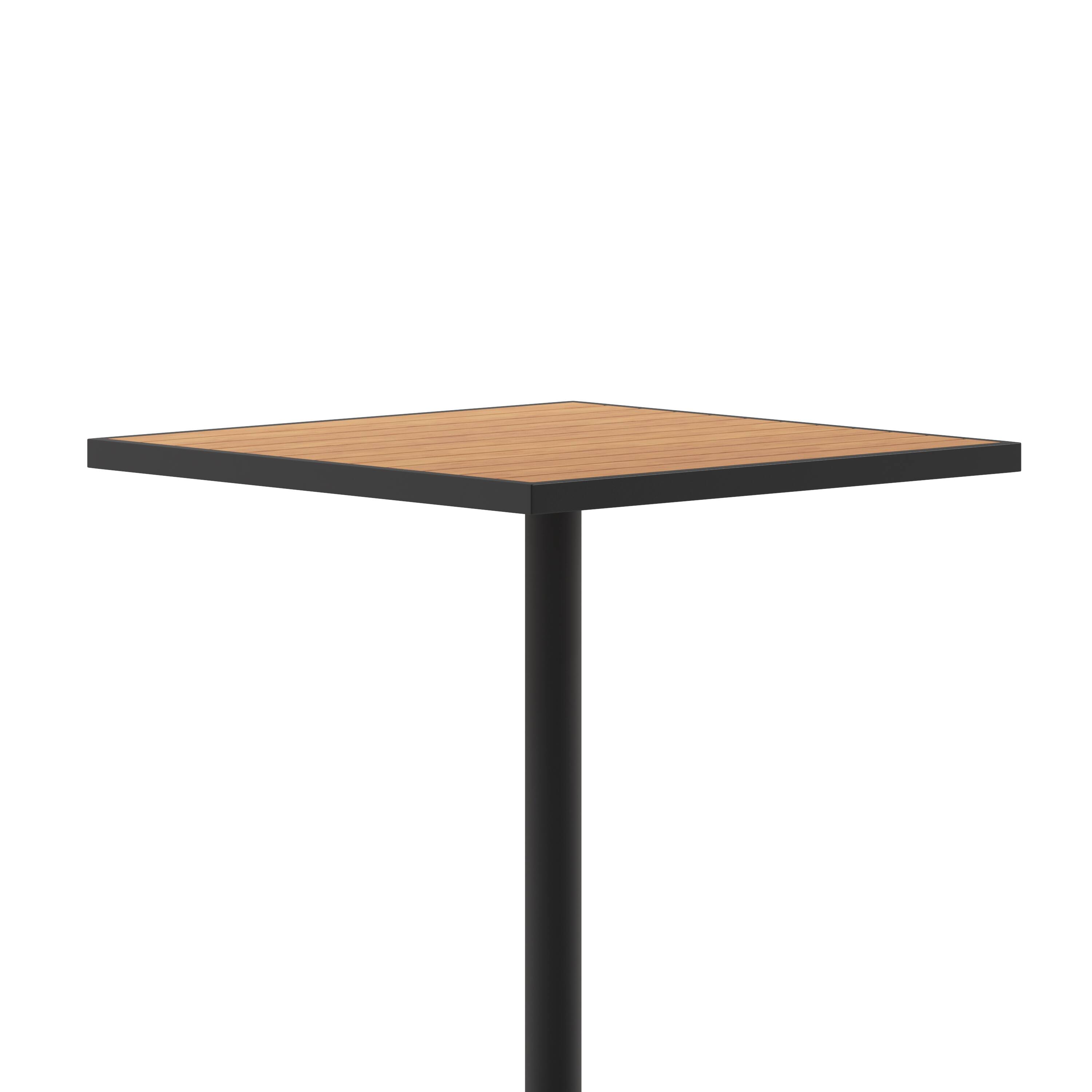 Alt View 10. Emma + Oliver - Livia Outdoor Bar Height Table with Faux Teak Poly Slats - Teak.