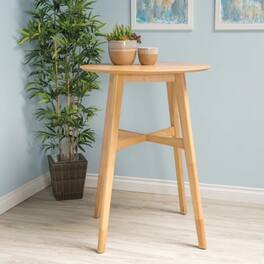 Loheer - Mid Century Modern Round Bar Table, 42 Inch High Finish Dining Table - Oak